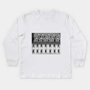 Black and white building Kids Long Sleeve T-Shirt